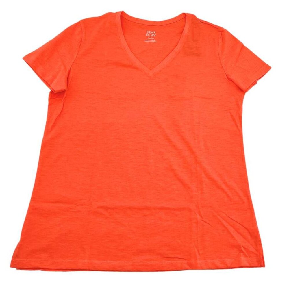 Black Bow Women's Orange V-Neck T-Shirt / Various Sizes